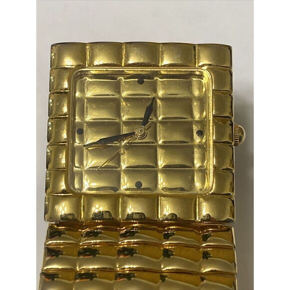 Joan Rivers Classics Quilted Gold Tone Square Dress Watch Accordion Band - Picture 5 of 5